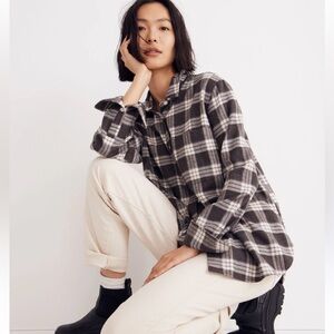 oversized ex boyfriend swing shirt in “pinella plaid” size small nwot